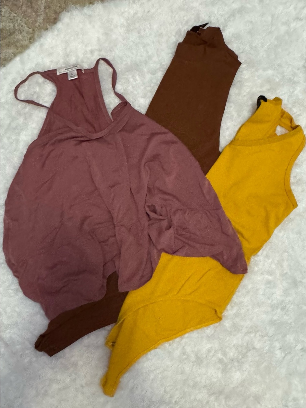 BUNDLE - Adam Levine Collection Tank Tops in Mauve, Mustard & Brown
